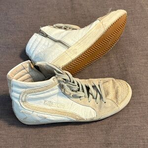 Golden Goose Slide High-Top Sneakers Sparkle grey and white size 39 EU